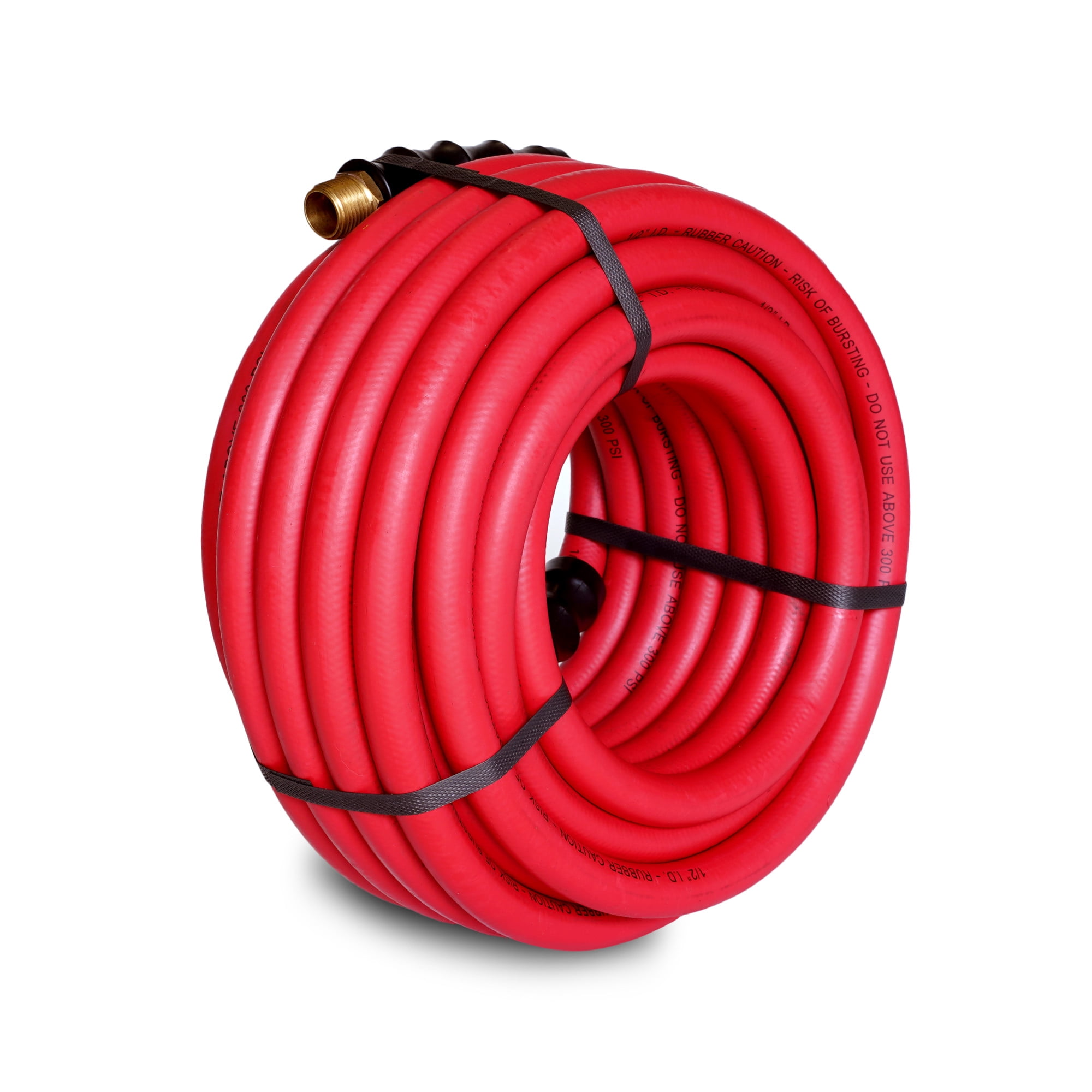 STEELMAN 96847-IND 50-Foot Long Red Rubber 1/2-Inch ID Hose Reel Replacement Air Hose with 1/2-Inch NPT Brass Fittings