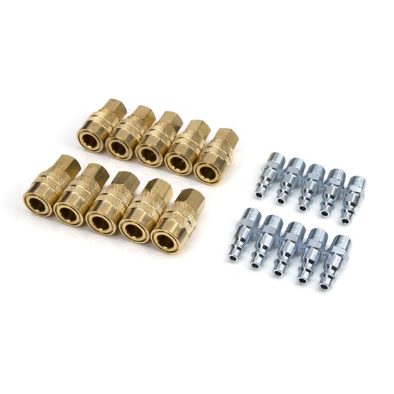 STEELMAN 99473-B 20-Piece 1/4-Inch NPT Solid Brass Coupler and Steel Plug Pack