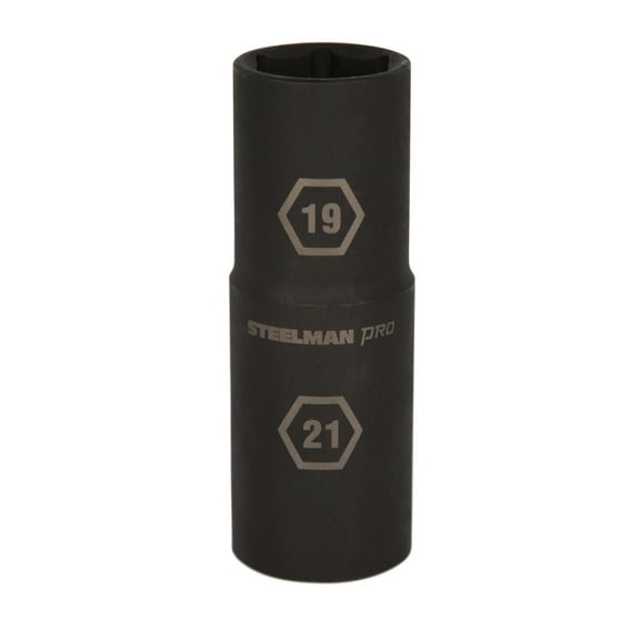 STEELMAN PRO 1/2 in. Drive 19mm x 21mm 6-PT Thin Wall Impact Flip Socket, 79400