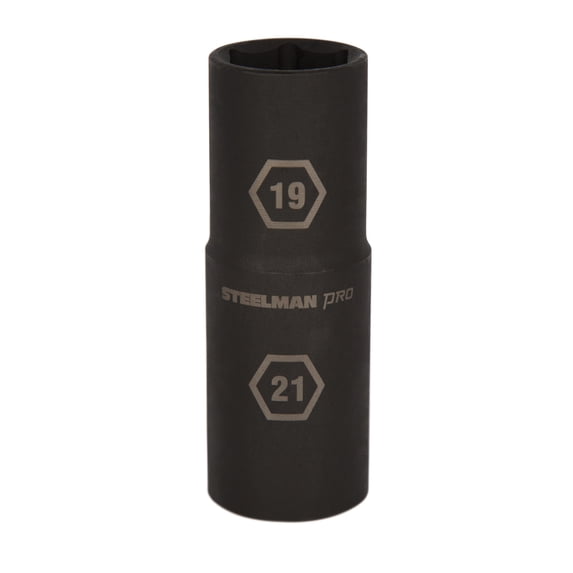 STEELMAN PRO 1/2 in. Drive 19mm x 21mm 6-PT Thin Wall Impact Flip Socket, 79400