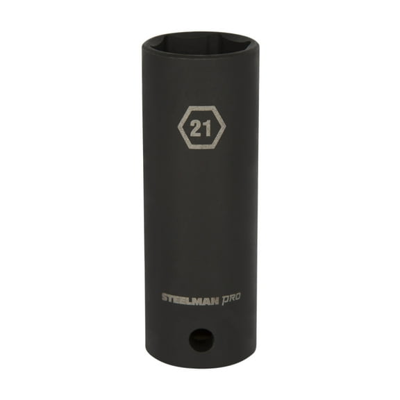 STEELMAN PRO 1/2 in. Drive x 21mm Deep Thin Wall 6-Point Impact Socket, 79405