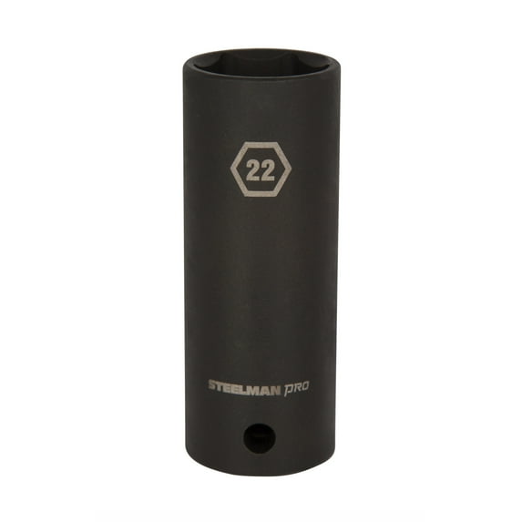 STEELMAN PRO 1/2 in. Drive x 22mm Deep Thin Wall 6-Point Impact Socket, 79407