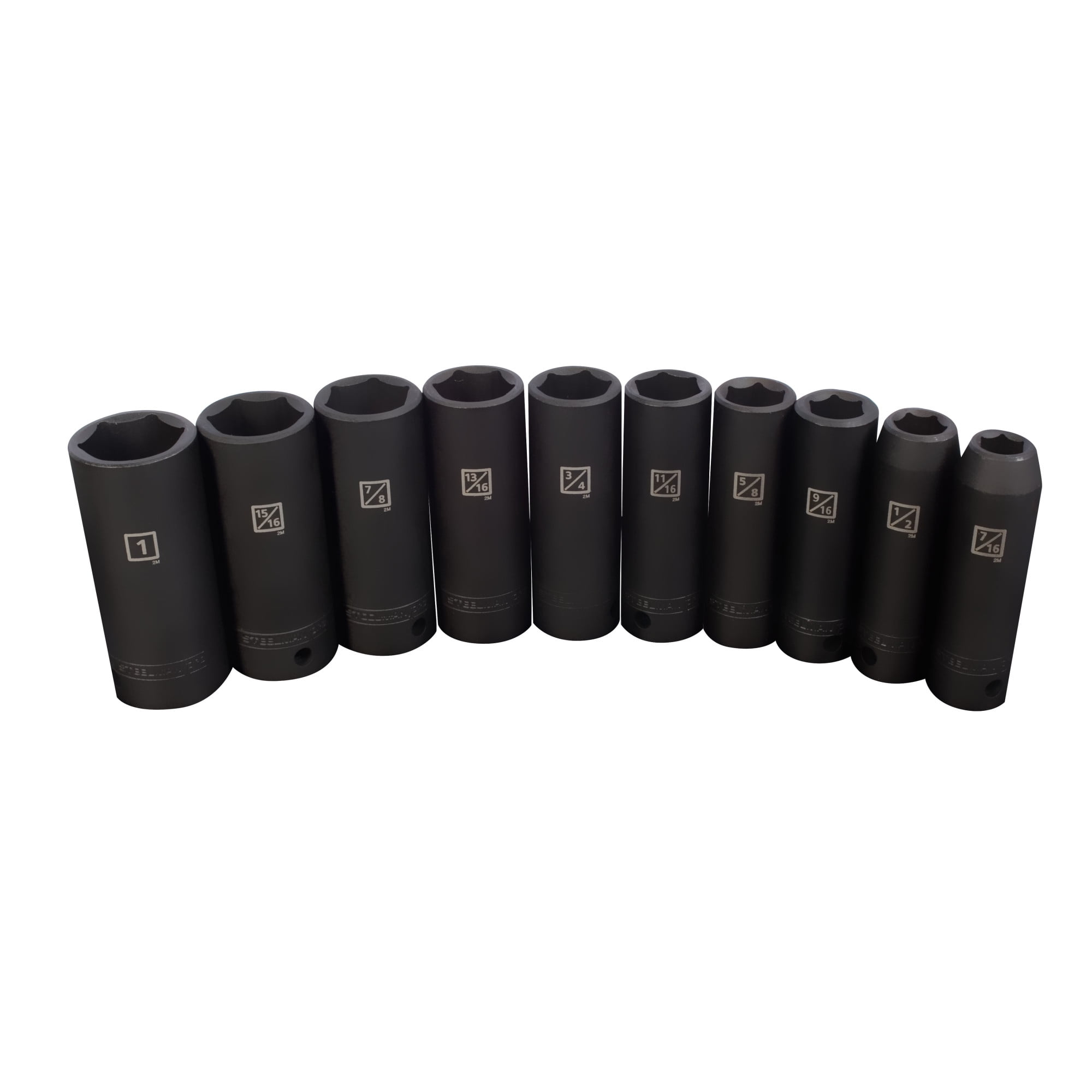 STEELMAN PRO 10-Piece 1/2-Inch Drive SAE Deep 6-Point Impact Socket Set, 78268
