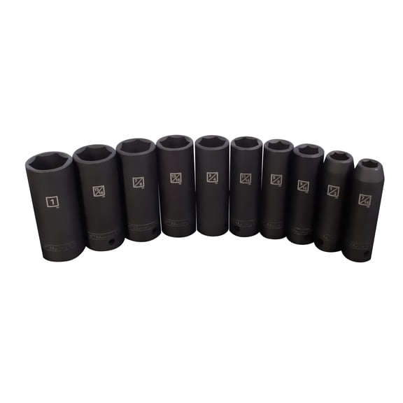 STEELMAN PRO 10-Piece 1/2-Inch Drive SAE Deep 6-Point Impact Socket Set, 78268