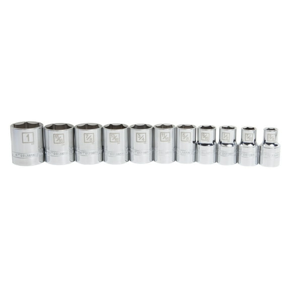 STEELMAN PRO 11-Piece 1/2-Inch Drive Shallow Depth 6-Point SAE Socket Set, 78294
