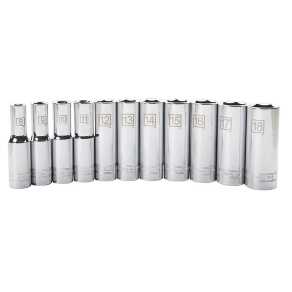 STEELMAN PRO 11-Piece 3/8-Inch Drive Metric Deep 6-Point Socket Set, 78224