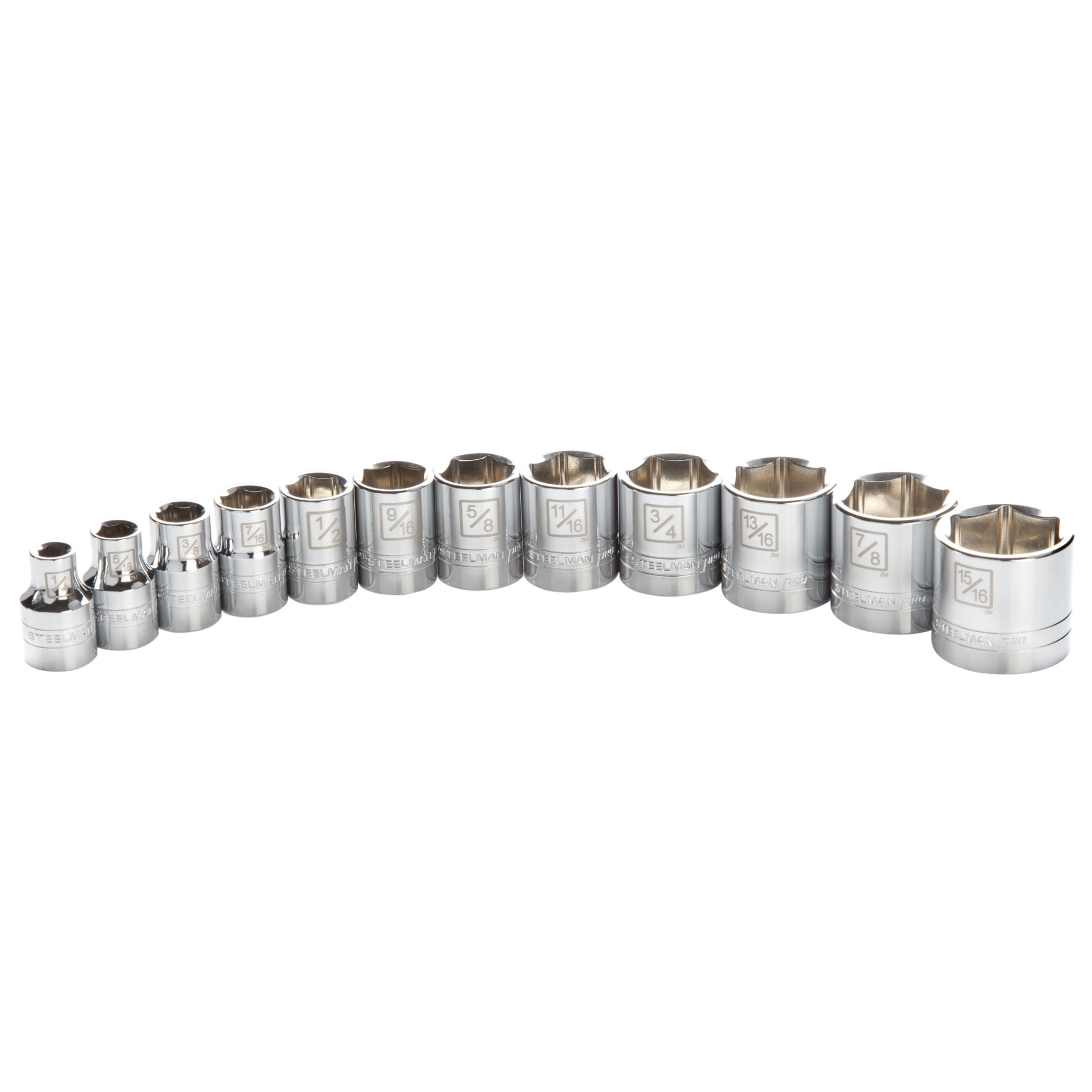 STEELMAN PRO 12-Piece 3/8-Inch Drive SAE Shallow 6-Point Socket