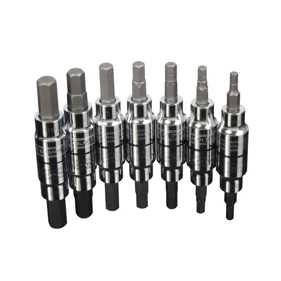 STEELMAN PRO 7-Piece 3/8-Inch Drive Metric Hex Bit Socket Set, 78381