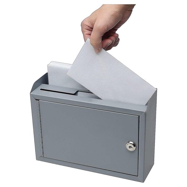 STEELMASTER Drop Box - Multi-Purpose Steel Lock Box for Keys, Mail, Ballots & Money - Secure Drop Box with Lock, Storage Compartment & Mounting Hardware - Gray