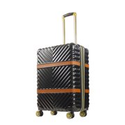 Christian Siriano New York 25 Inch Rolling Luggage, Stella Hardshell Suitcase with Spinner Wheels, Black