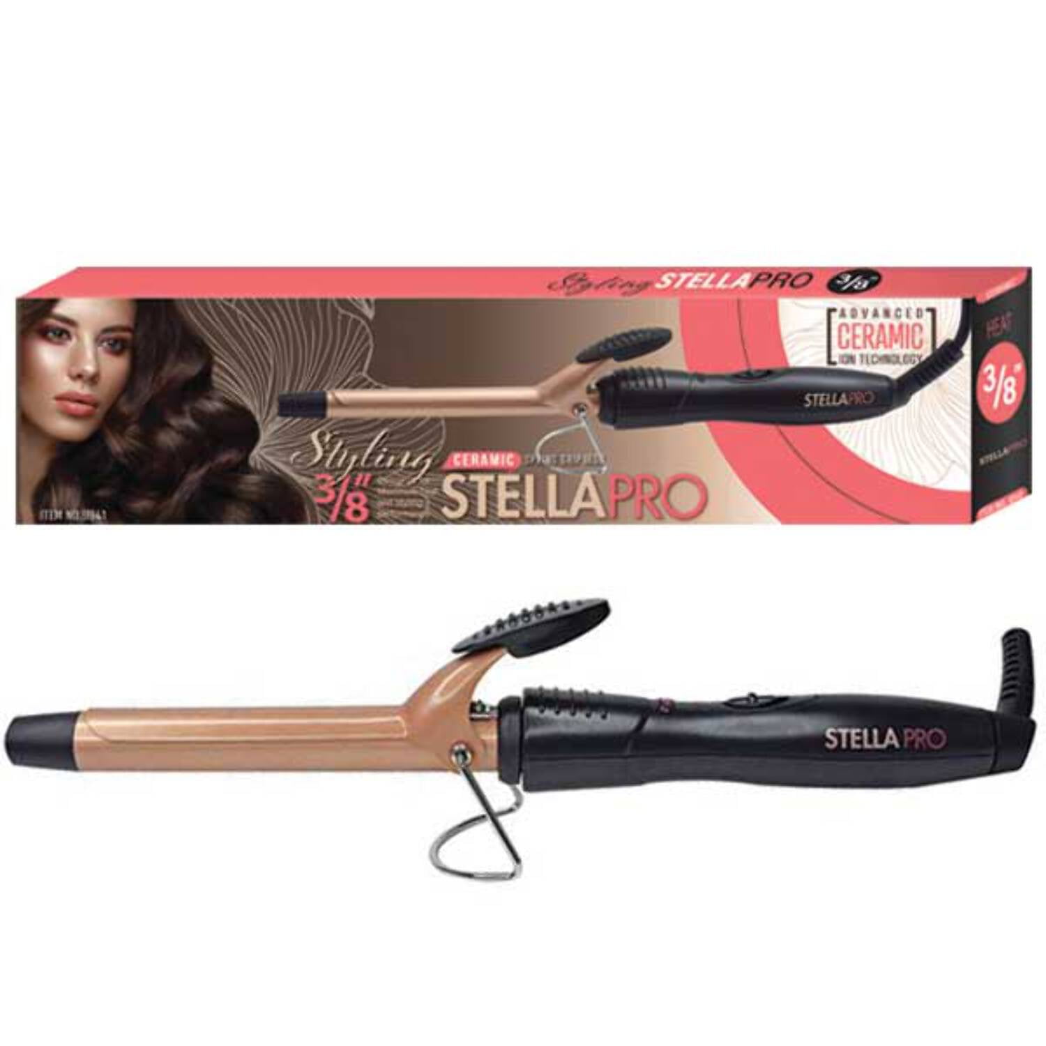 STELLA PRO - Professional Ceramic Spring Grip Curling Iron 3/4 ...