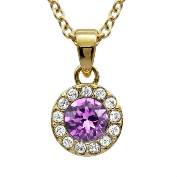 STELLIA Birthstone Necklace 24K Gold-Plated with Swarovski Crystals (06-June Light Purple)