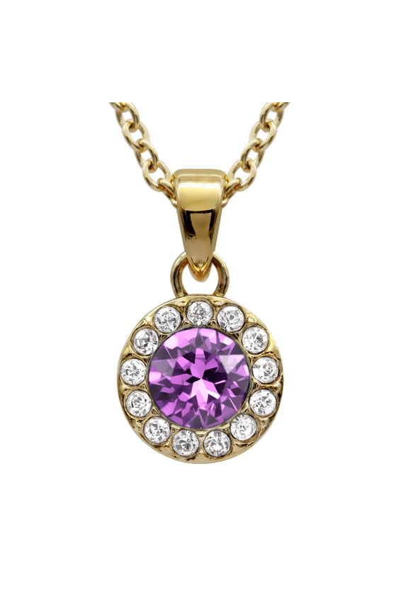 STELLIA Birthstone Necklace 24K Gold-Plated with Swarovski Crystals (06-June Light Purple)