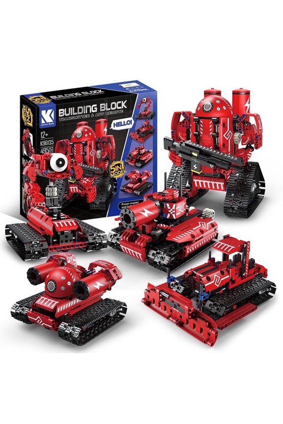 STEM Space Military War Base Building Blocks Set, Remote App Control, Tank, Bullzoder, Robot, 5 in 1