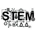 thumbnail image 1 of STEM Artwork Banner for Classroom Vinyl Wall Decal - Science Technology Engineering and Mathematics Black and White Art with Microscope, Light Bulb, Calculator, Cogwheel, Pi, Laboratory Equipments and, 1 of 4