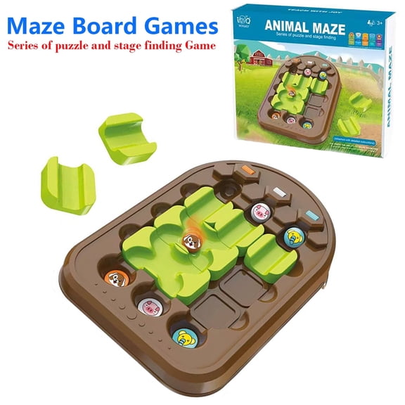 STEM Board Games Kids Toys,Animals Maze Brain Teaser Puzzle Learning Games with 60 Challenges for Age 3+ to Develop Spatial Reasoning & Problem-Solving Strategy,Educational Montessori Birthday Games