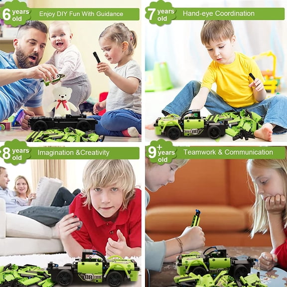 STEM Building Toys for Kids with 2-in-1 Remote Control Racer Snap Together Engineering Kits Early Learning Racecar Building Blocks - Best Gift for 6 7 8 9+Year Old Boys and Girls