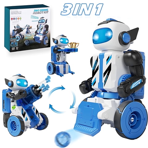 STEM Building Toys for Boys Remote Control & Programmable Robots Building Kit 3-in-1 DIY Mechanical Coding Robot Gifts for Kids Ages 8-14+