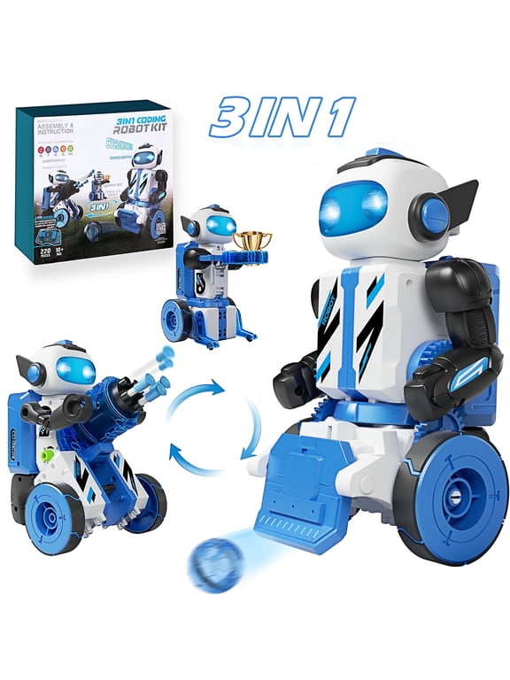 STEM Building Toys for Boys Remote Control & Programmable Robots Building Kit 3-in-1 DIY Mechanical Coding Robot Gifts for Kids Ages 8-14+
