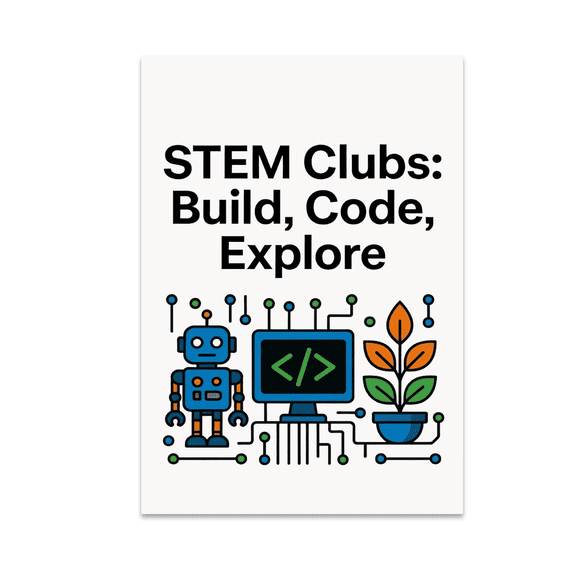 STEM Clubs Build Code Explore Poster Print - STEM Education Enthusiast - 13x19 Poster Print
