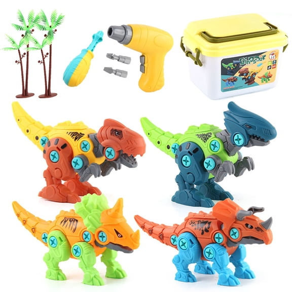 STEM Dinosaur Toys for Kids 3-8, Take Apart Construction Set with Power Drill, Educational Birthday Gift for Boys Girls 3 4 5 6 7 8 Year Old, Toddler Learning Activity Toy with Storage Case