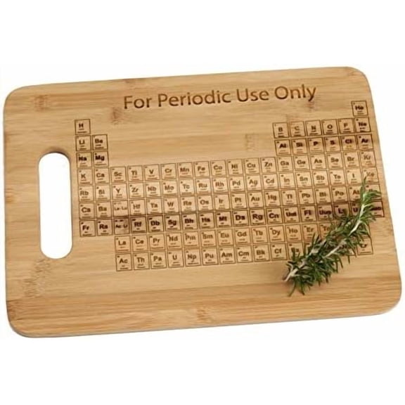 STEM Gift Periodic Table Engraved Bamboo Wood Cutting Board with Handle and Funny Quote Graducation Gift for Teacher Scientist Chemist Professor Student Graduate$$Home Decor, Kitchen, & Other