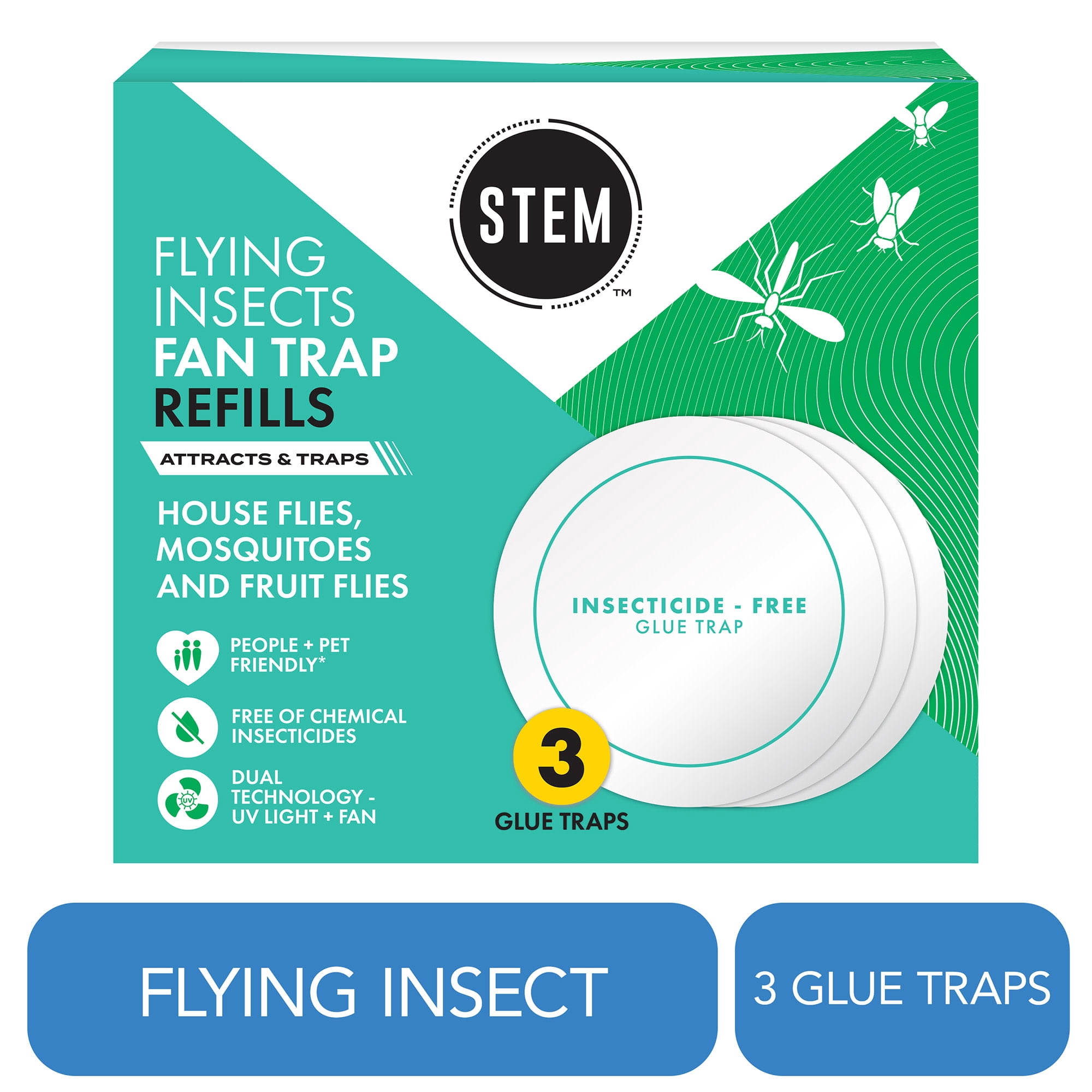 STEM Glue Trap Refill Pads for STEM Flying Insect Fan Trap Device, 3 ...