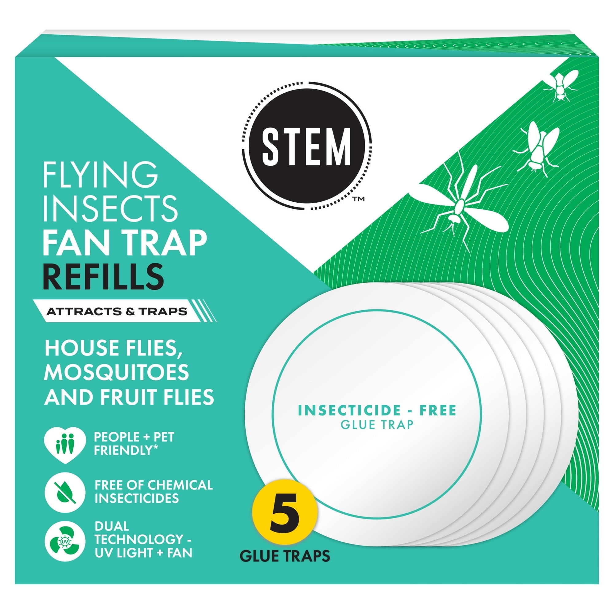 Stem, Glue Trap Refill Pads, 5 Count, for Flying Insect Fan Trap ...