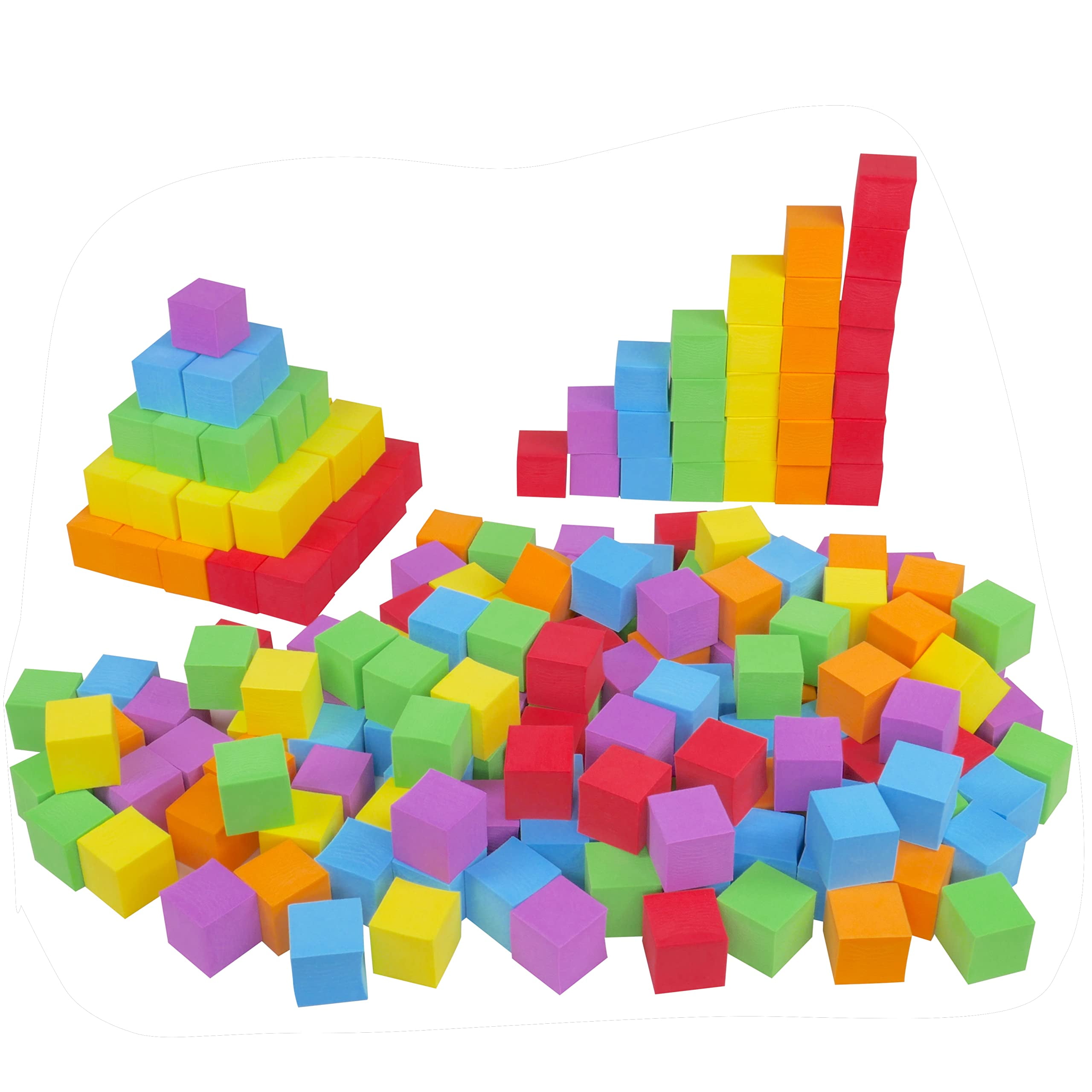 STEM Inventions Colorful Foam Cubes, 216 pcs, 1-inch, Multicolor Blocks ...