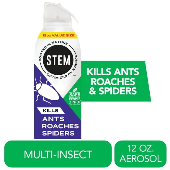 STEM Kills Indoor & Outdoor Ants, Roaches & Spider Insect Killer Bug Spray, 12 oz