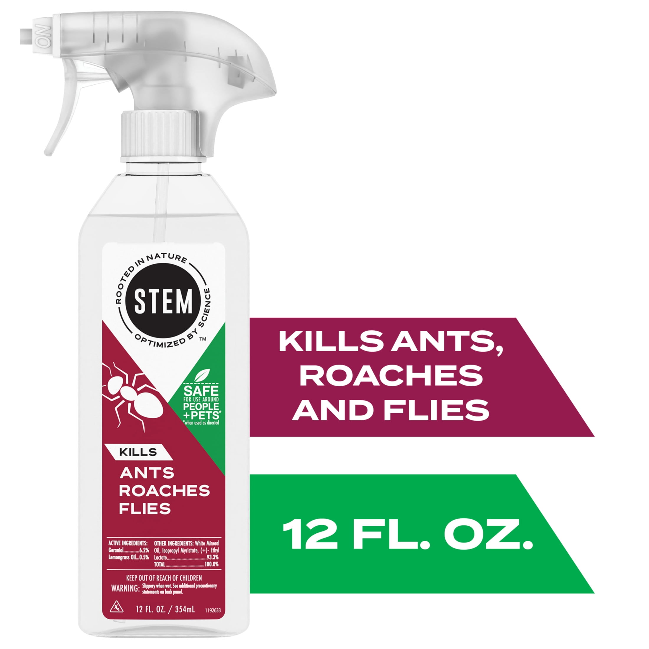 STEM Kills Indoor and Outdoor Ants Roaches and Flies Killer Bug Spray, 12 fl oz