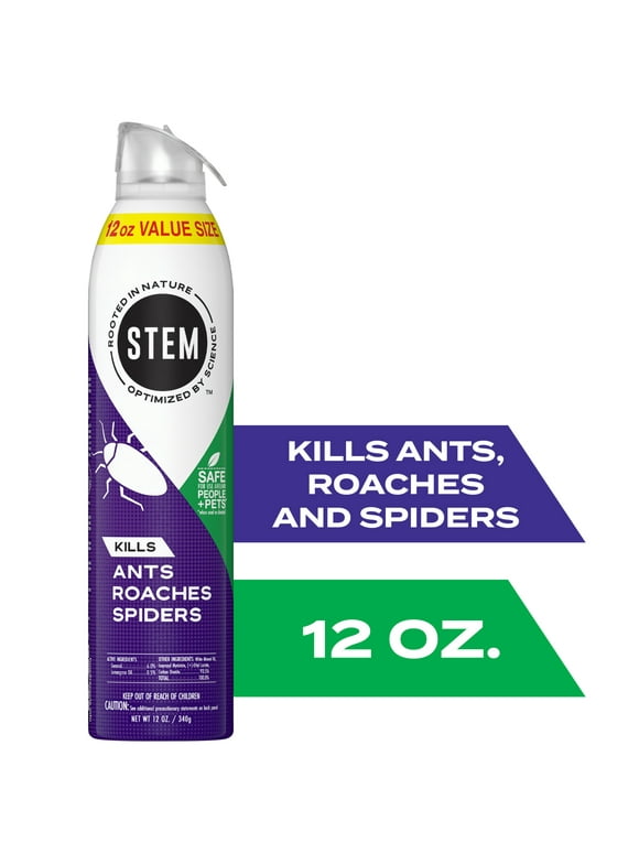STEM Kills Indoor and Outdoor Ants Roaches and Spider Killer Spray Value Size, 12 oz