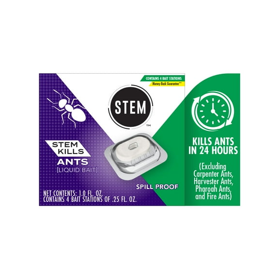 STEM Kills Liquid Bait Ant Insect Killer, Spill Proof, 4 Count