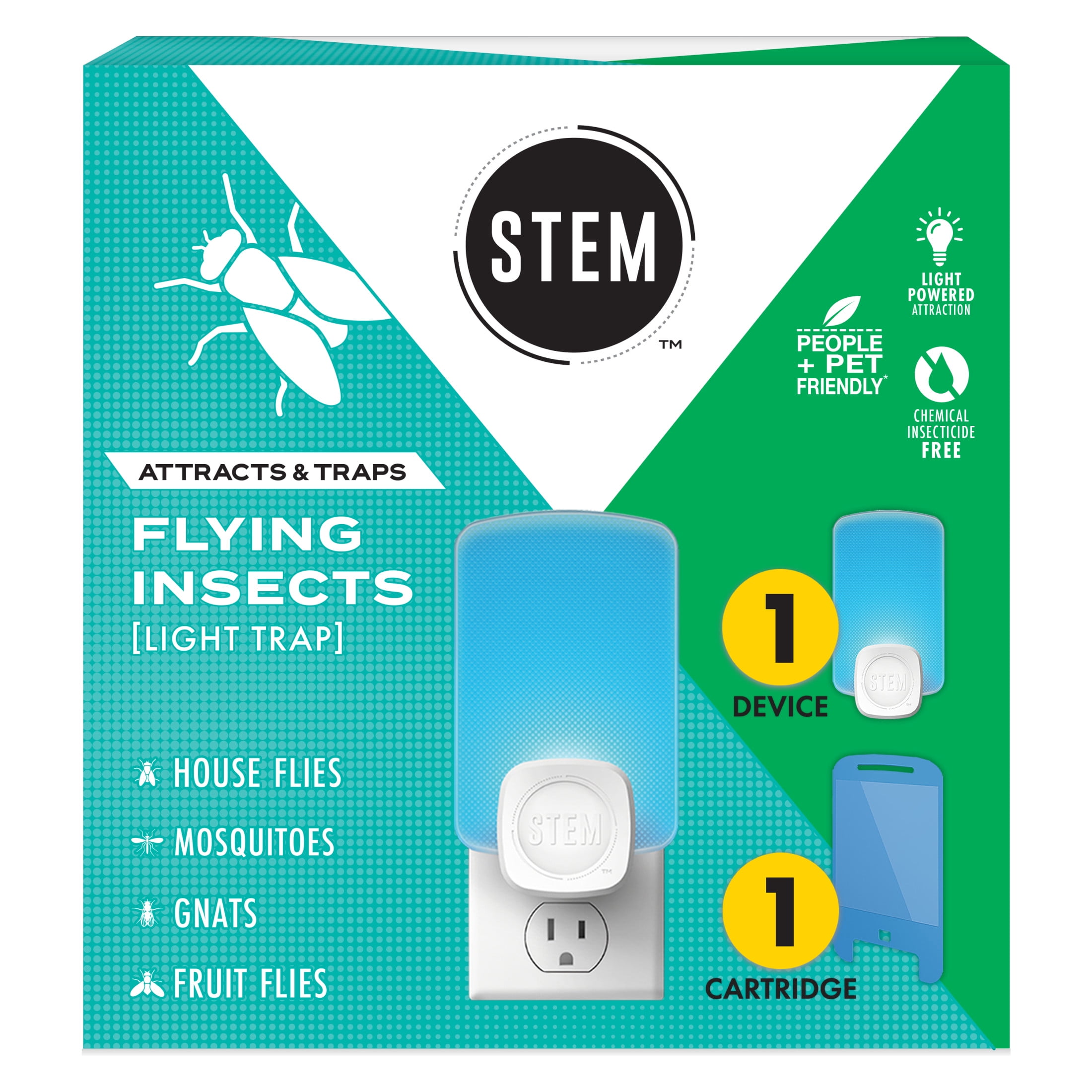 Walmart exclusive discounts  STEM Light Trap, Attracts and Traps Flying Insects, Emits Soft Blue Light, [Includes Starter Kit with 1 Light Trap and 1 Cartridge]