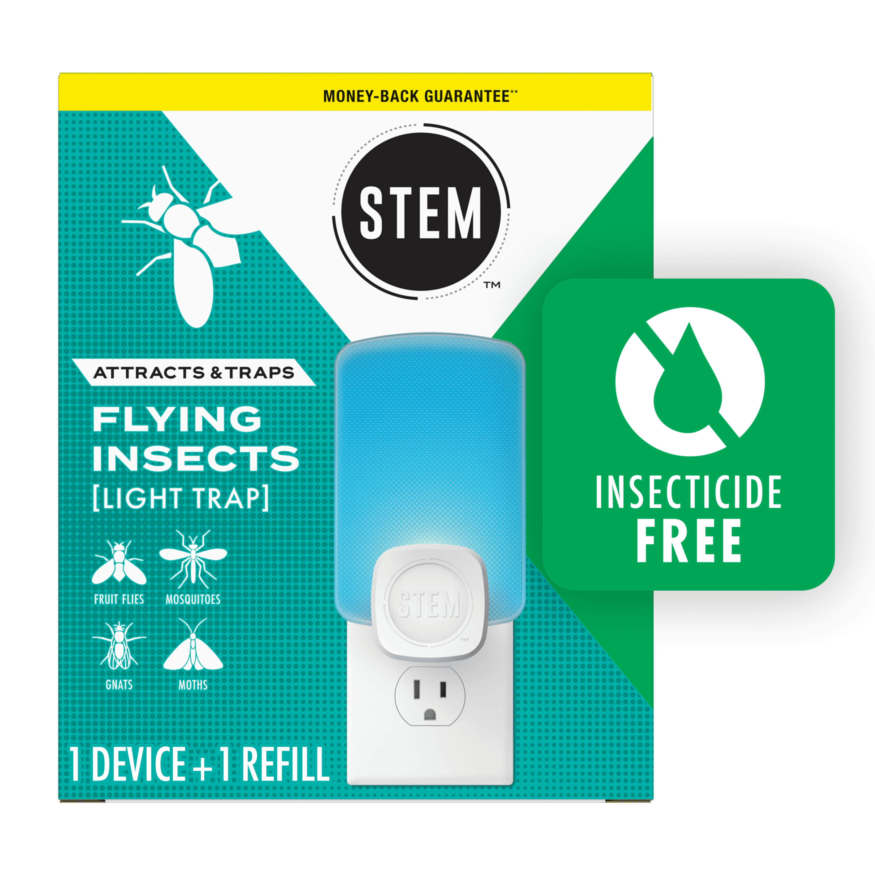 STEM Light Trap, Attracts and Traps Flying Insects, Emits Soft Blue