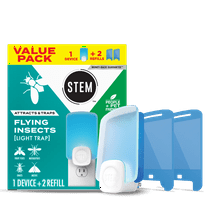 STEM Light Trap, Attracts and Traps Flying Insects, Emits Soft Blue Light, [Includes Starter Kit with 1 Light Trap and 2 Refills]