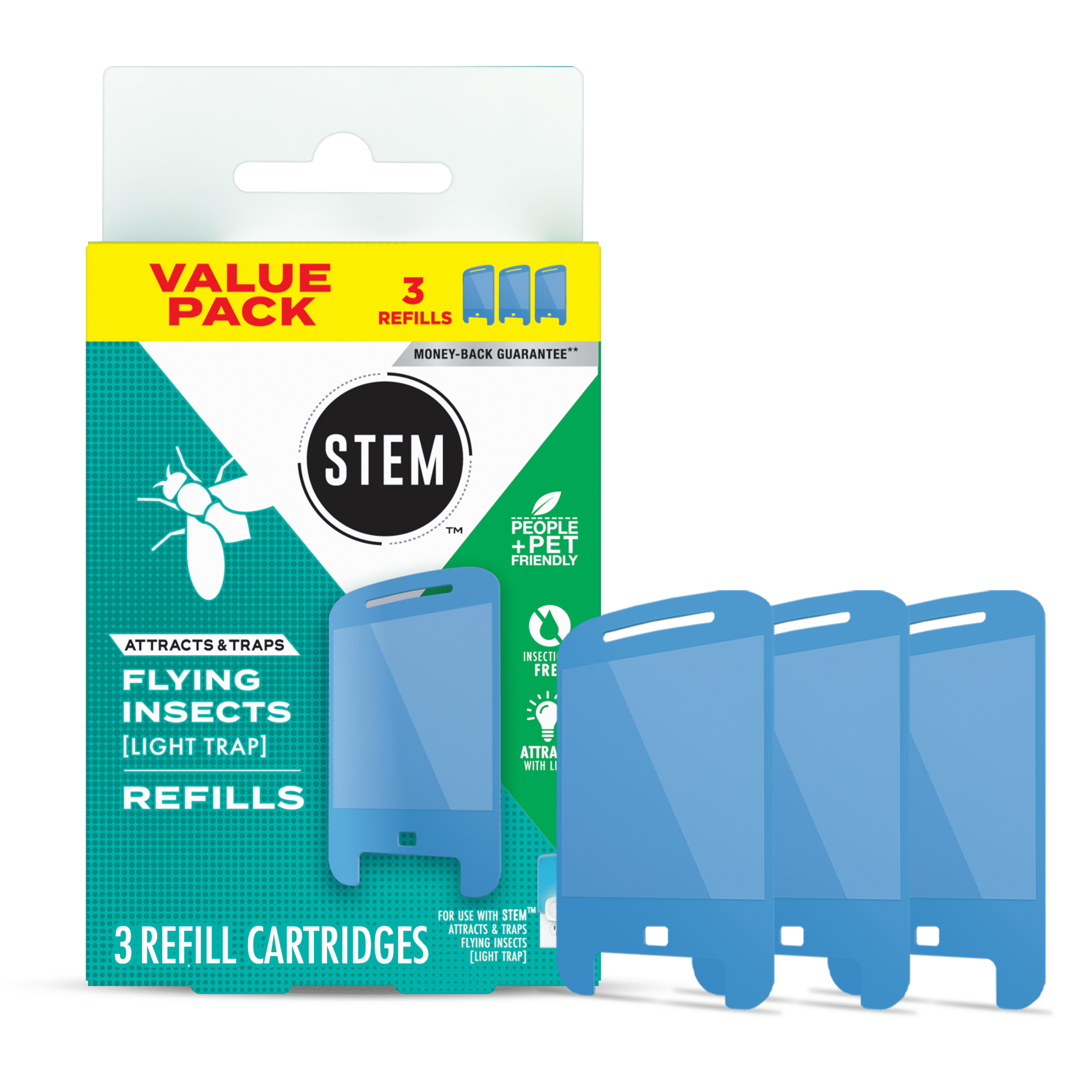 STEM Light Trap Refills, Attracts and Traps Flying Insects, [Includes 3