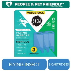STEM Light Trap Refills, Flying Insect Glue Trap Bug Killer Cartridges for Home, 3 Ct