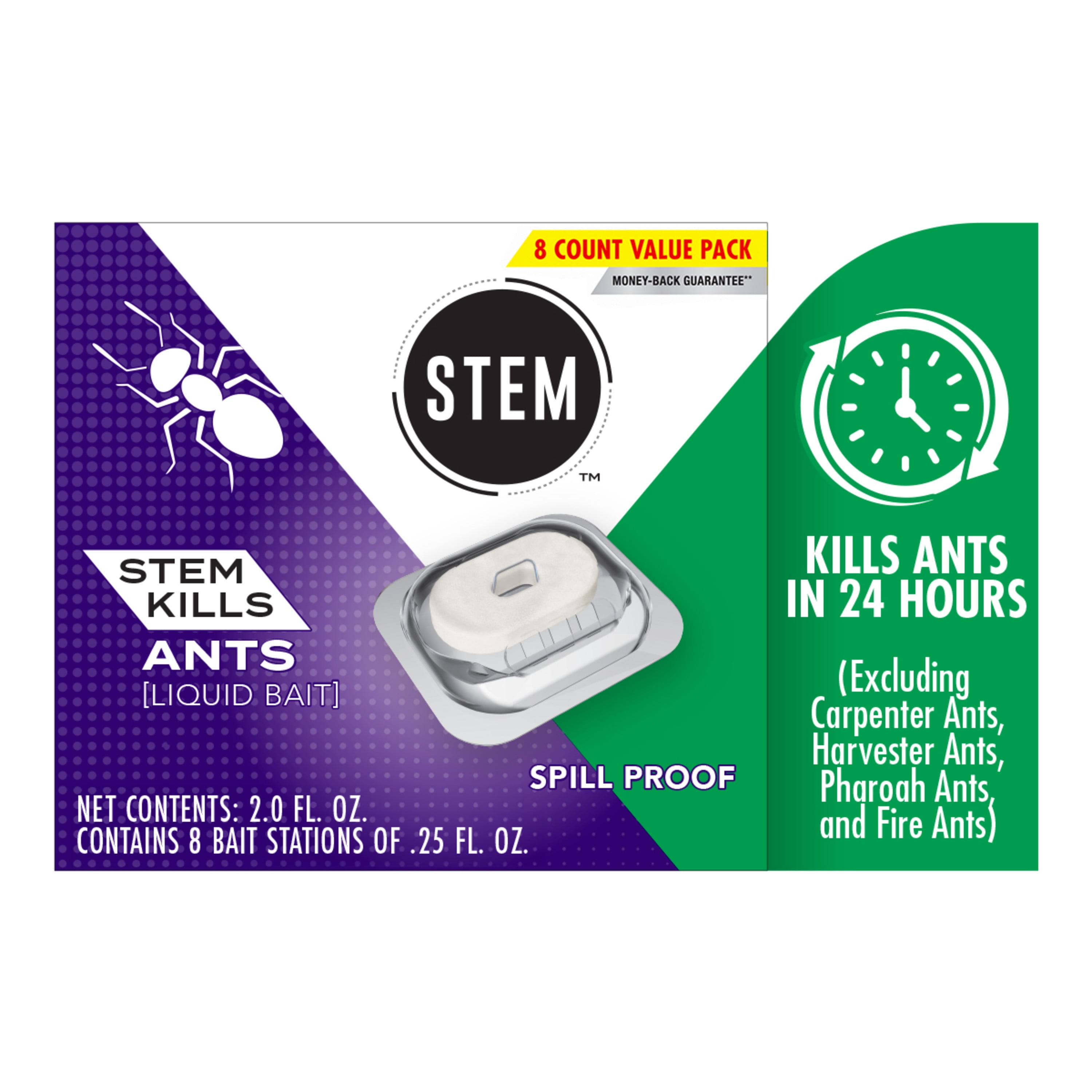 STEM Liquid Ant Bait, Kills Ants, Spill Proof, [Includes 8 Bait Stations]