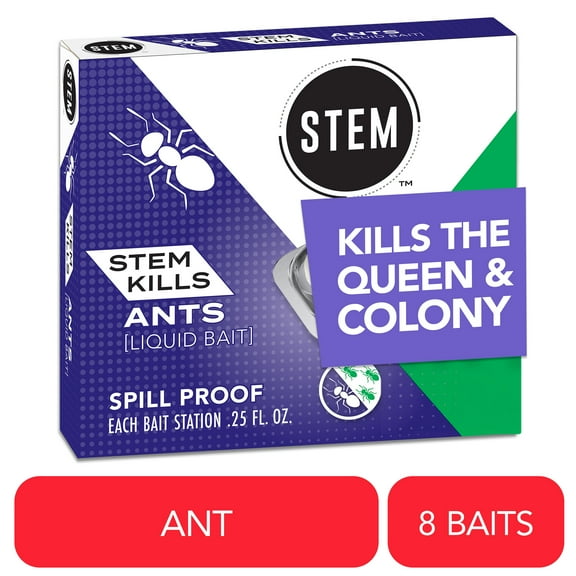 STEM Liquid Ant Bait, Kills Ants, Spill Proof, [Includes 8 Bait Stations]