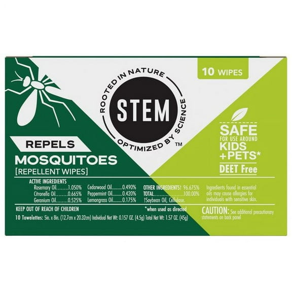 STEM Mosquito Repellent Wipes, 10 Count (Pack of 8)