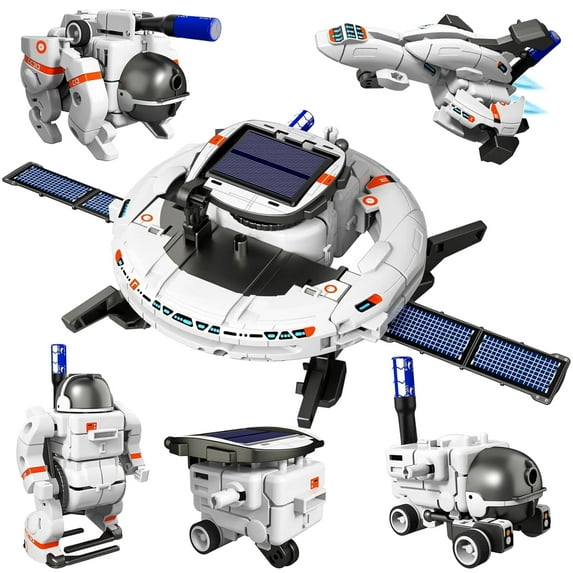 Rirool 6-in-1 Solar Robot Kit for Kids Ages 8-12, STEM Space Station, Rover, Shuttle, Dog & Explorer Models, DIY Educational Science Kit, Solar Powered or Battery Operated, Gift for Boys & Girls