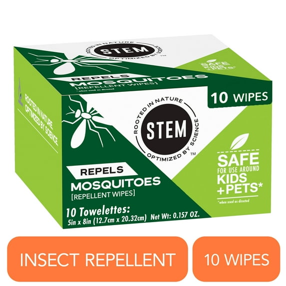 STEM Repels Mosquitoes: Mosquito Repellent Wipes, Fresh, 0.157 oz, 10 Count