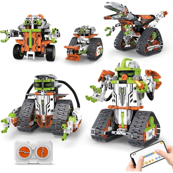 STEM Robot Building Kit with Remote Control, Coding Robotic Technic Toys, 5 in 1 Science Kit Robotic Models with 539 Pieces