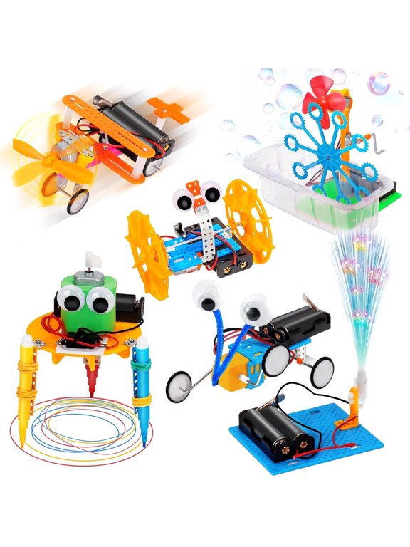 STEM Robotics Kit 6-in-1, Science Experiments for Kids Ages 6-12 Year Old, Building Toys with Reptile Robot, Balance Car, Bubble Machine, Gift for Boys & Girls
