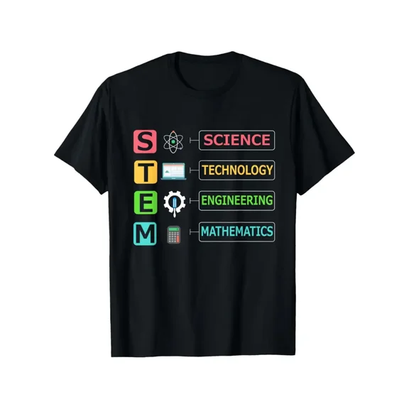 STEM Science Technology Engineering Math Teacher Gift T-Shirt, 100% Pure Cotton, Casual Street Style, Crew Neck, Short Sleeve, Loose Fit, All-season, Printed, for Men, Women