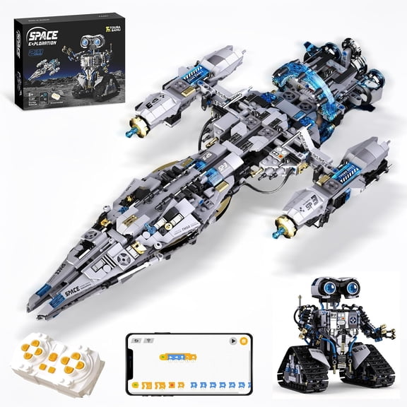 STEM Space Building Toys with Remote & APP Control, Technic Coding Spaceship & Robotic Set, Buildable 2-in-1 Models with 1468 PCS