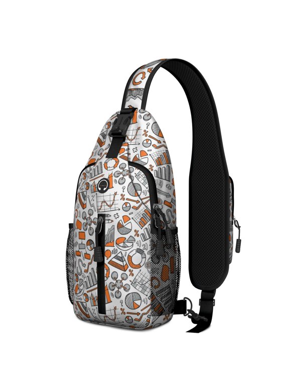 STEM Subjects Sling Backpack, Science Lover Crossbody Daypack with Math Chemistry Physics Artwork