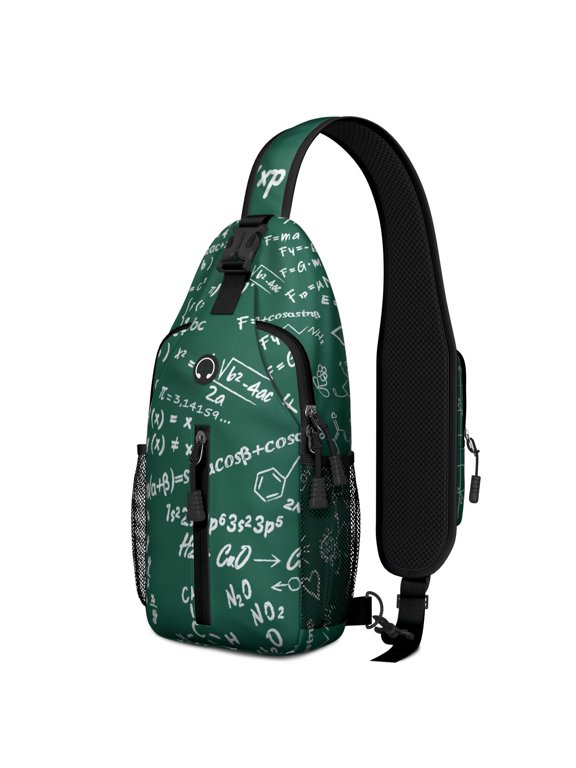 STEM Subjects Sling Backpack, Science Lover Crossbody Daypack with Math Chemistry Physics Artwork