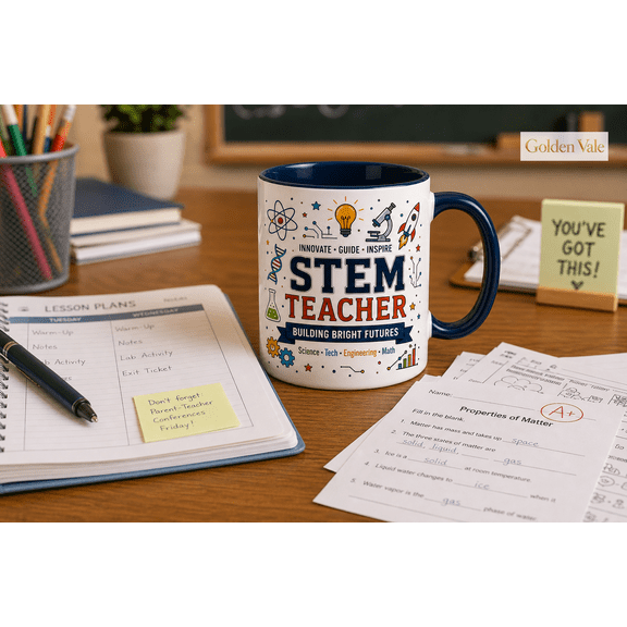STEM Teacher Mug, Science Math Classroom Coffee Cup Gift for Educators